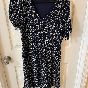 Floral Navy Midi Dress
